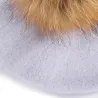 Elegant beret with fur pom-pom