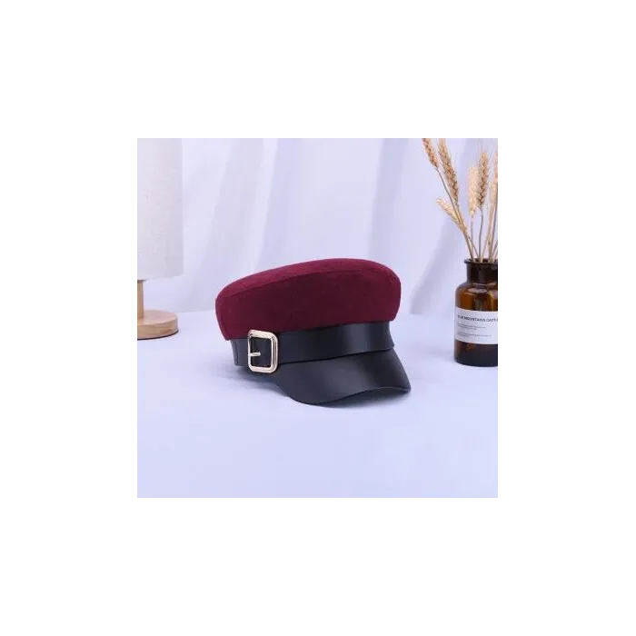 Fashion cap with leather visor & beltHats & Caps