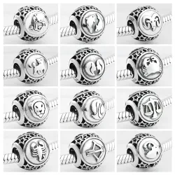 925 sterling silver - 12 constellation zodiac - beads for bracelet