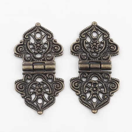Vintage hollow flowers - alloy furniture hinges - 2 pieces